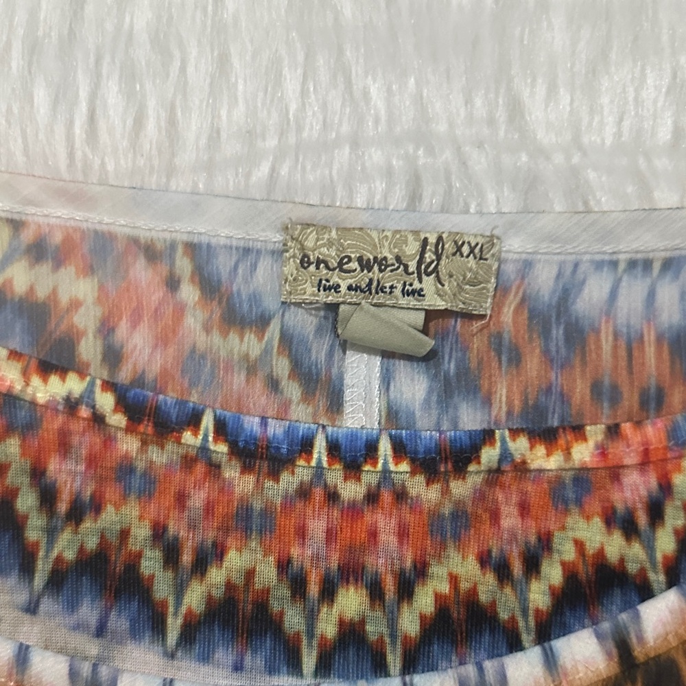 One World Multicolor Patterned Blouse - image 3